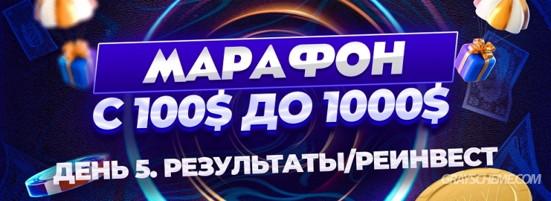 День 5. Результаты/Реинвест. Марафон с 100$ до 1000$ за 10 дней на Gambling