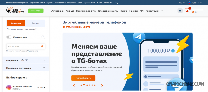 Sms-activate.guru купить виртуальный номер: Обзор сервиса смс активации