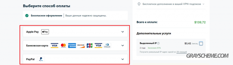 способы оплаты