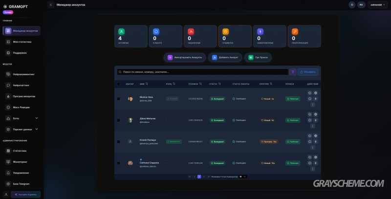 менеджер аккаунтов в грамгпт